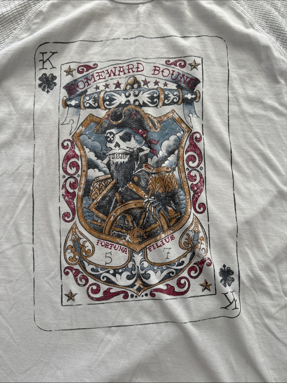 Lucky Brand White Long-Sleeve Graphic Raglan Baseball Tee Men’s XL
